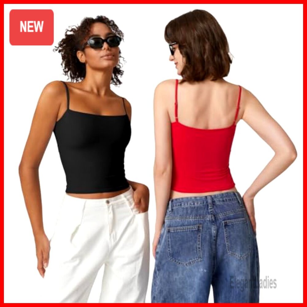 Double Lined Adjustable Spaghetti Strap Tank Top … - image 5